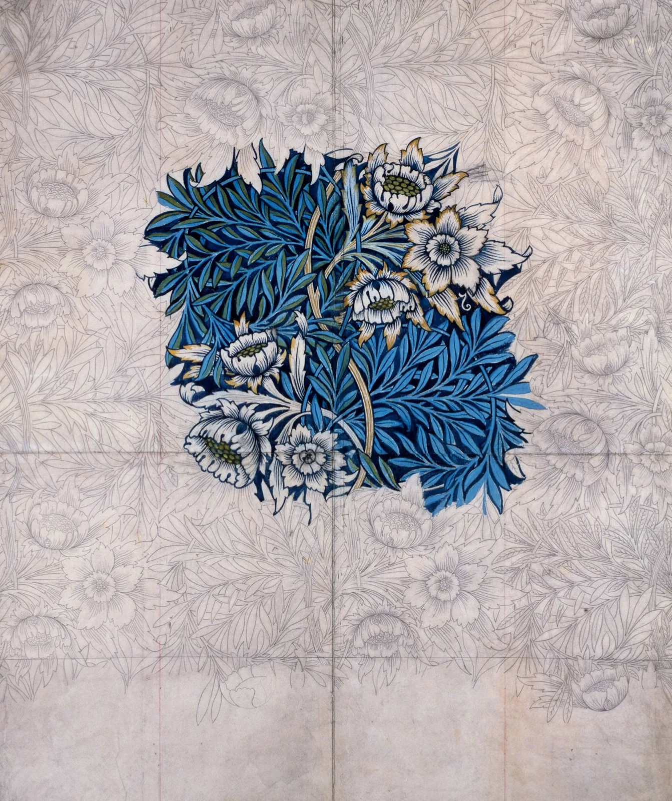 Tulip and Willow, an 1875 pattern by William Morris, from Birmingham Museums Trust.